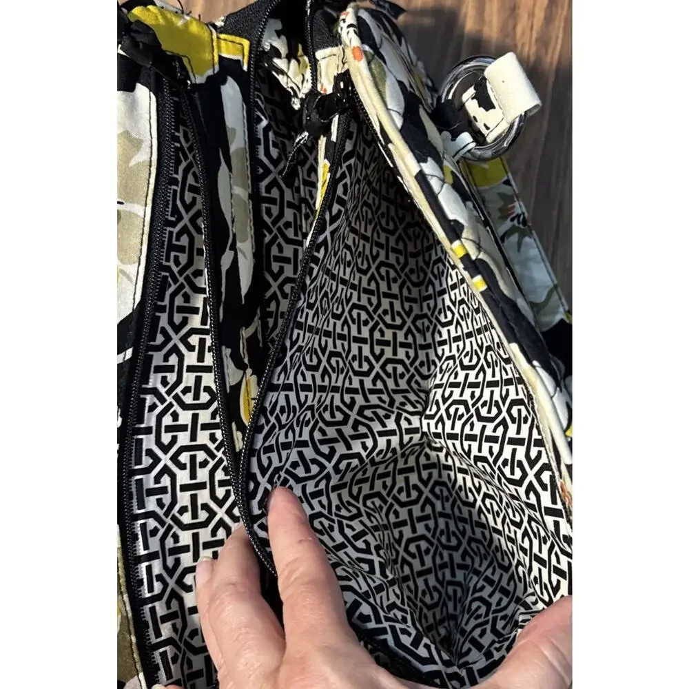 Vera Bradley Dogwood Handbag Purse Yellow And Black‎ Floral Pattern